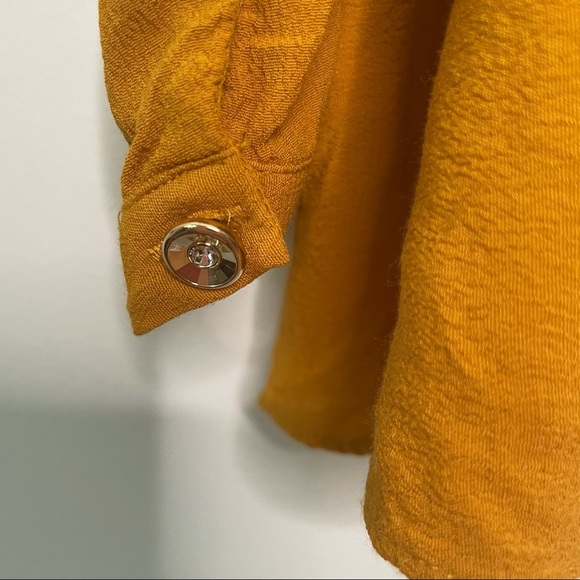 Anthro | Maeve Mustard Ruffle Cold Shoulder Top - Picture 6 of 9